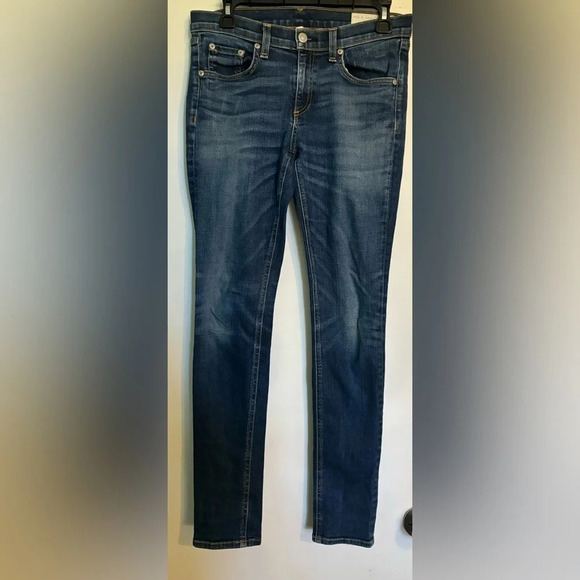 Rag & Bone Skinny 5 pocket jeans medium wash logo‎ rear pocket Made in USA 🇺🇸 - Picture 1 of 7